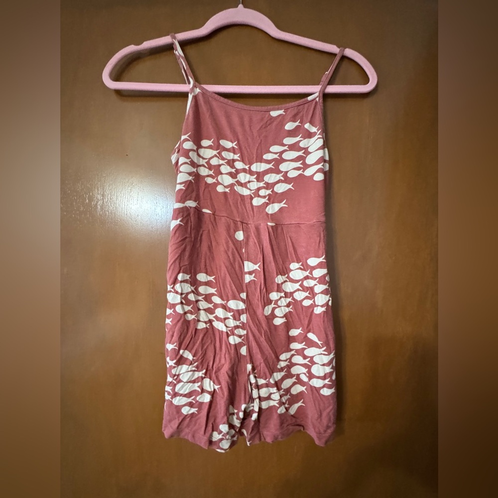 Ava Sky Pink and White Fish Print Romper